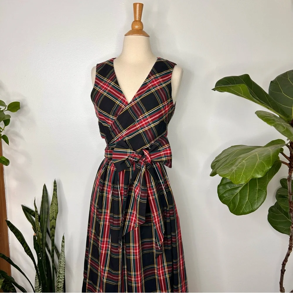 J. Crew Multicolor Plaid Midi Dress